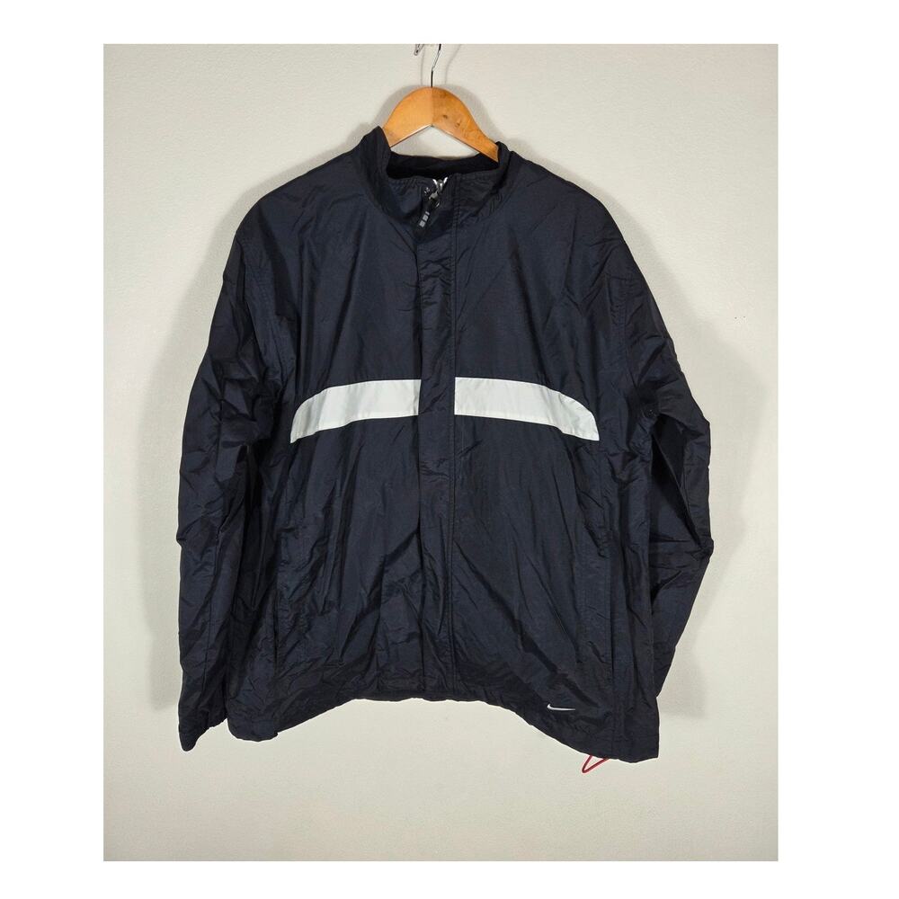Nike Men's Vintage Black & White Full Zip Lightweight Windbreaker Jacket Large